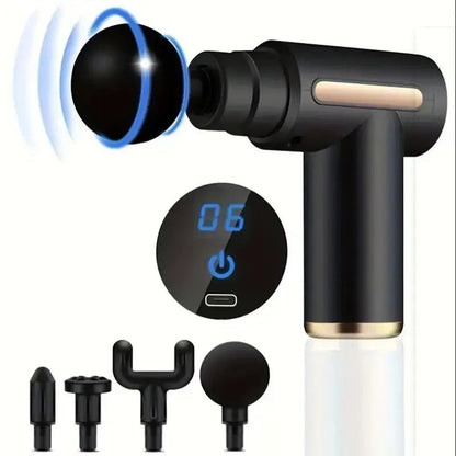 KIVORA massage gun shown with its interchangeable heads